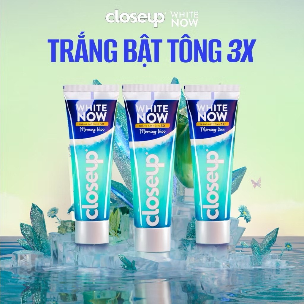 ￼[LIVE] Combo 3 kem đánh răng CLOSEUP White Now - Trắng Bật Tông 3X tức thì từ Công nghệ Ánh Sáng Xanh 100g 