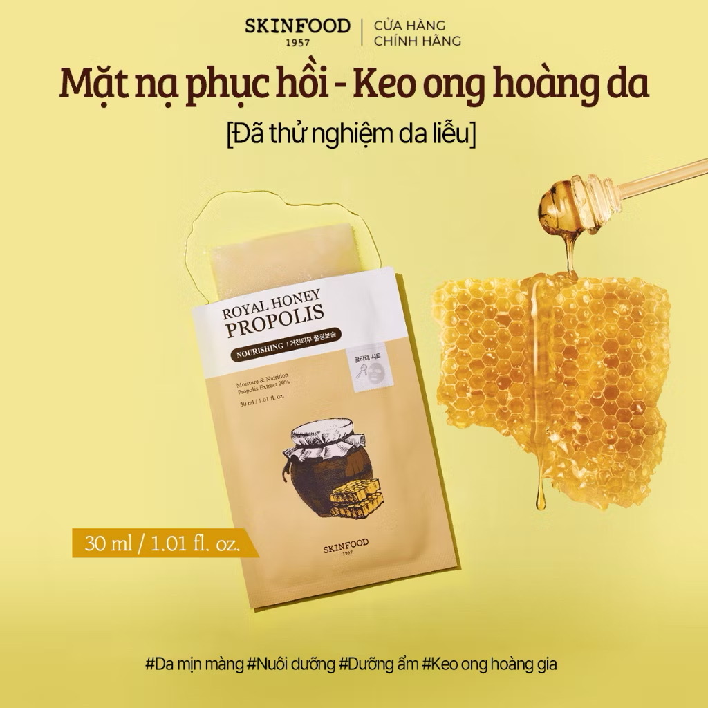 ￼Mặt Nạ Mật Ong Hoàng Gia Skinfood Royal Honey Propolis Enrich Mask 30ml 