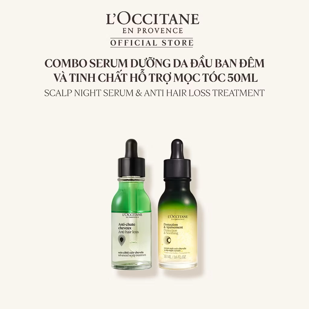 ￼Combo Serum Dưỡng Da Đầu Ban Đêm Và Tinh Chất Kích Thích Mọc Tóc L'OCCITANE 50ml 