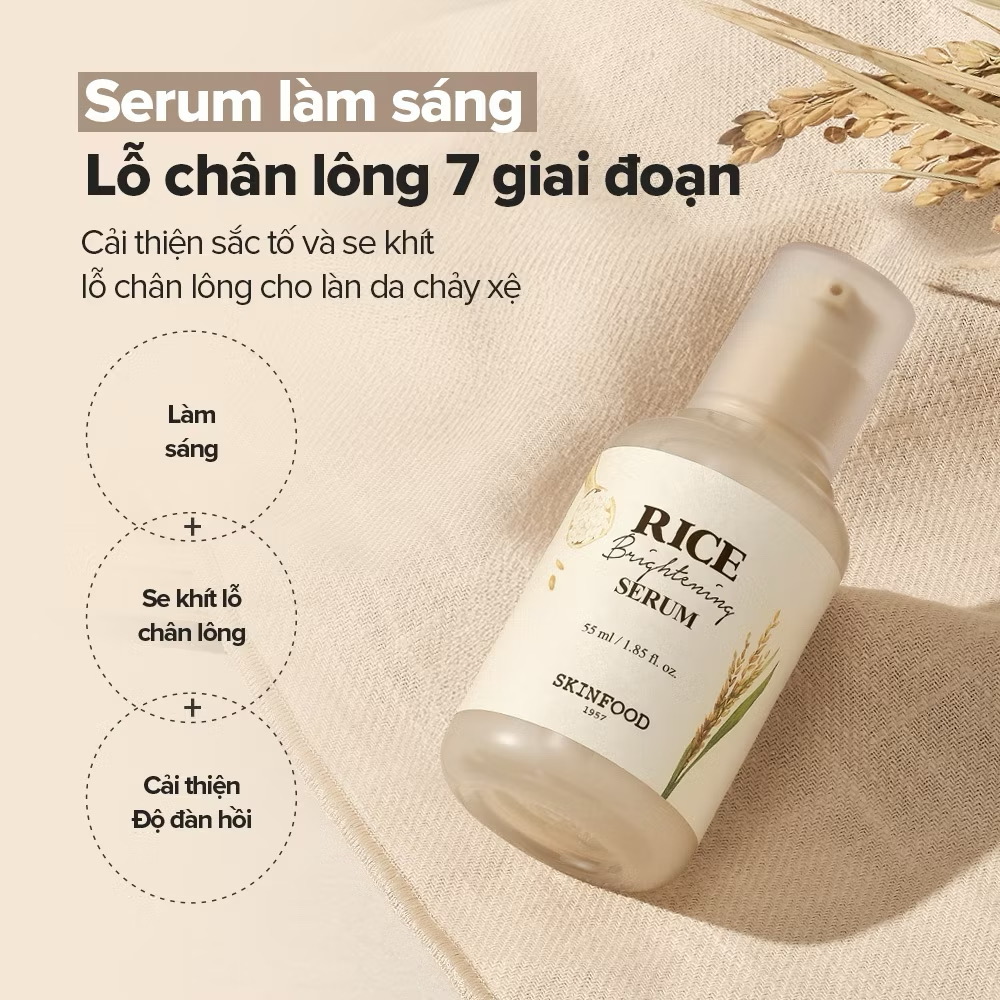 ￼[SKINFOOD Official] Serum sáng da từ gạo (55ml)/ Se khít lỗ chân lông/ Làm sáng / Rice Brightening Serum 