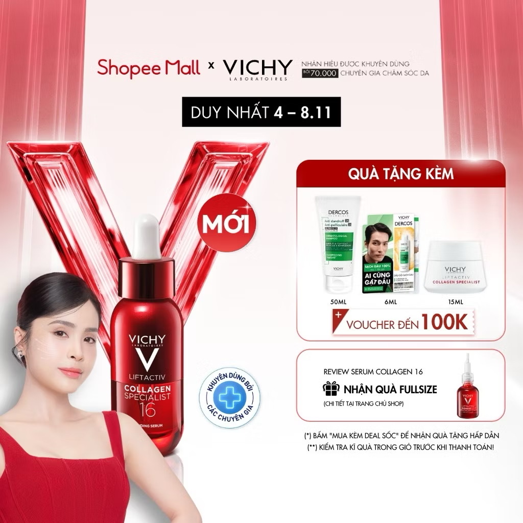 ￼Serum VICHY COLLAGEN 16 giúp da trông săn chắc, cải thiện 16/16 dấu hiệu lão hóa 30ml 