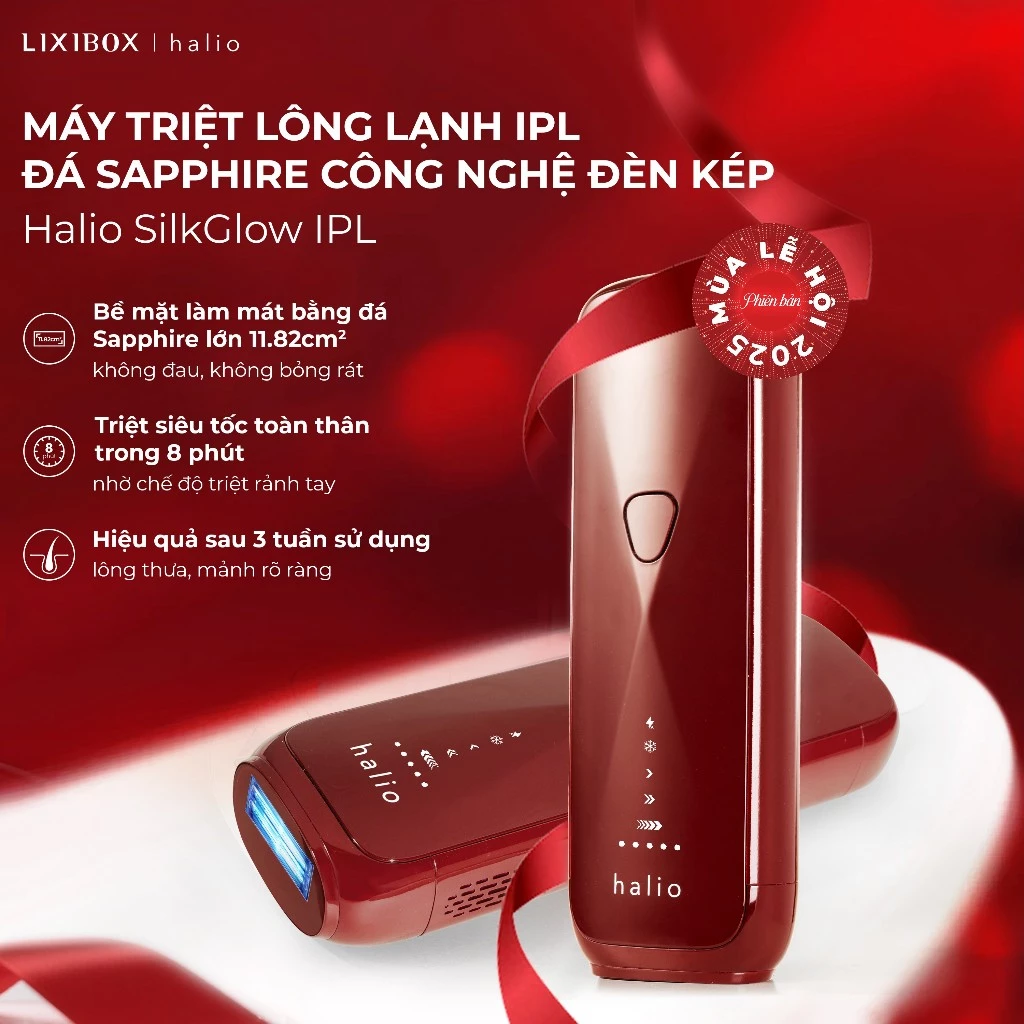 [PHIÊN BẢN ĐỘC QUYỀN] Máy Triệt Lông Halio SilkGlow IPL Sapphire Cooling Hair Removal Device - Rouge 