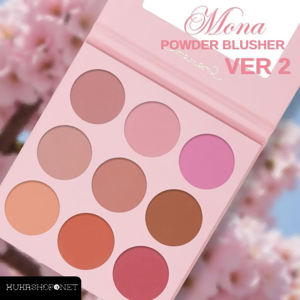 ￼[Bảng má MONA] Bảng má hồng phấn Mona 9 ô Soft Mist Holding Color Powder Blusher tự nhiên và bền màu suốt cả ngày 