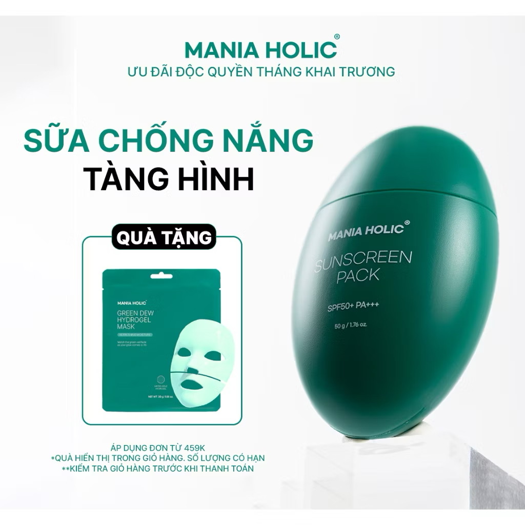 ￼Sữa chống nắng Mania Holic Sunscreen Pack tàng hình, thấm nhanh, an toàn cho mọi loại da SPF50 PA++++ dung tích 50g 