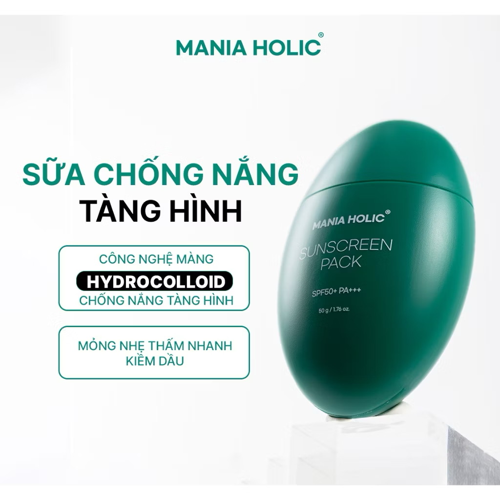 ￼Sữa chống nắng Mania Holic Sunscreen Pack tàng hình, thấm nhanh, an toàn cho mọi loại da SPF50 PA++++ dung tích 50g 
