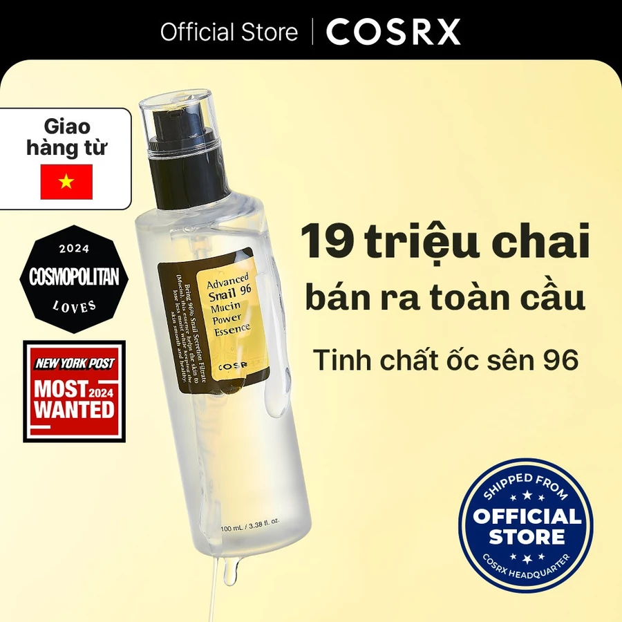 [Giao hàng từ Việt Nam] Tinh chất ốc sên COSRX 96 Mucin 100ml hỗ trợ tái tạo dưỡng ẩm cho da  4.9  9,8k đánh giá