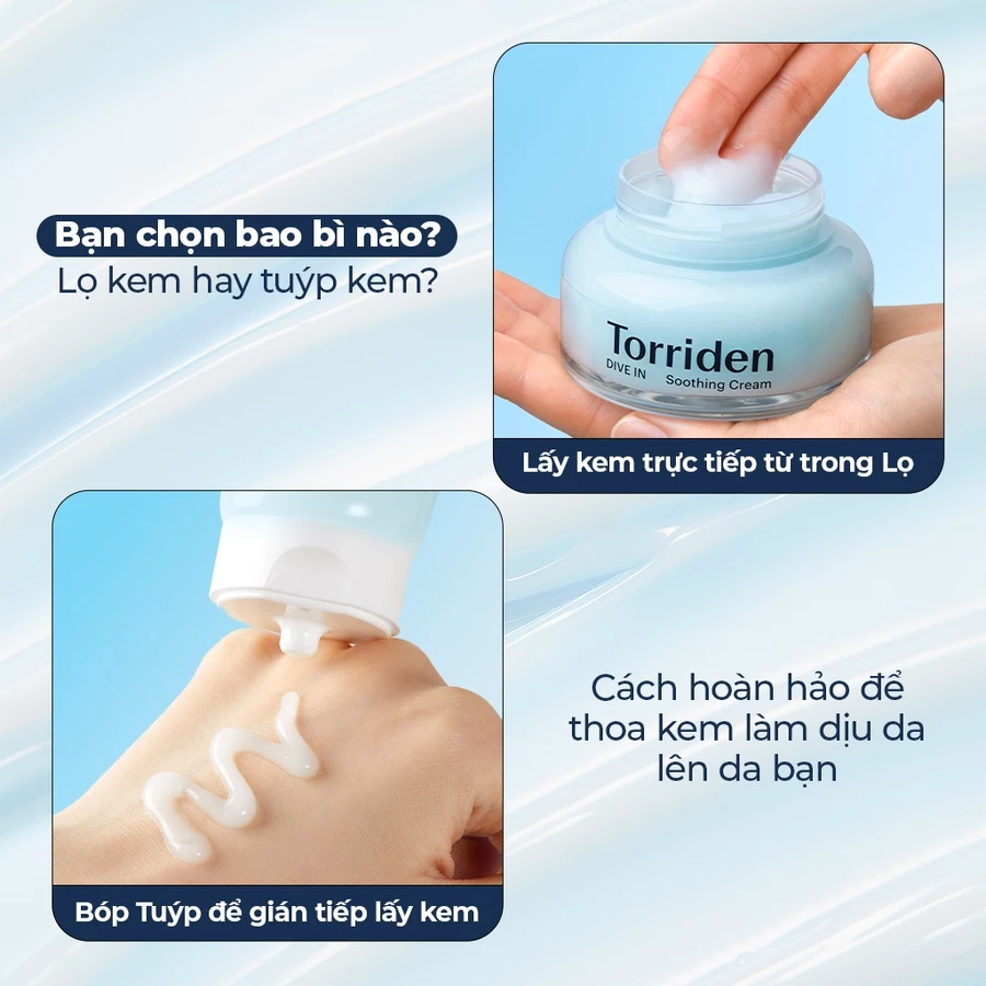 Torriden Chính hãng] Kem dưỡng làm dịu da DIVE IN chứa Hyaluronic Acid, 100ml, Soothing Cream