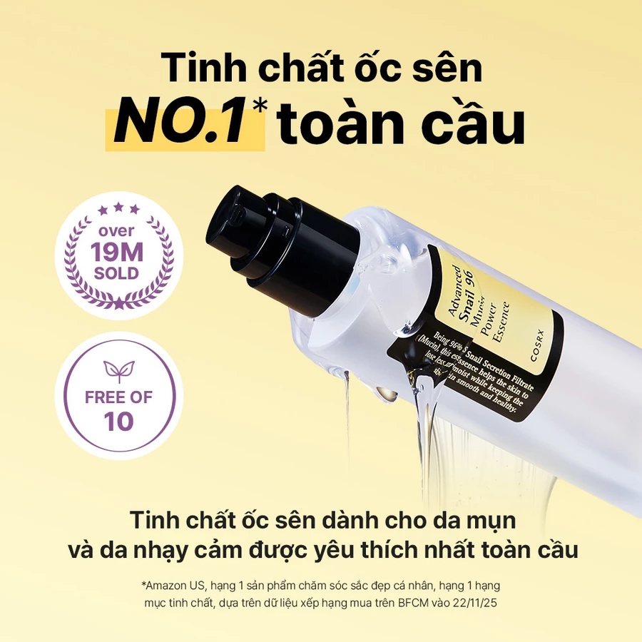 [Giao hàng từ Việt Nam] Tinh chất ốc sên COSRX 96 Mucin 100ml hỗ trợ tái tạo dưỡng ẩm cho da  4.9  9,8k đánh giá