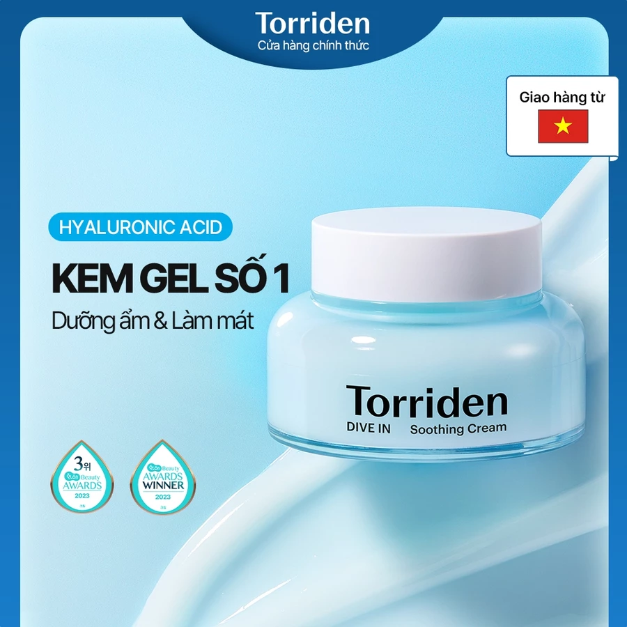 Torriden Chính hãng] Kem dưỡng làm dịu da DIVE IN chứa Hyaluronic Acid, 100ml, Soothing Cream