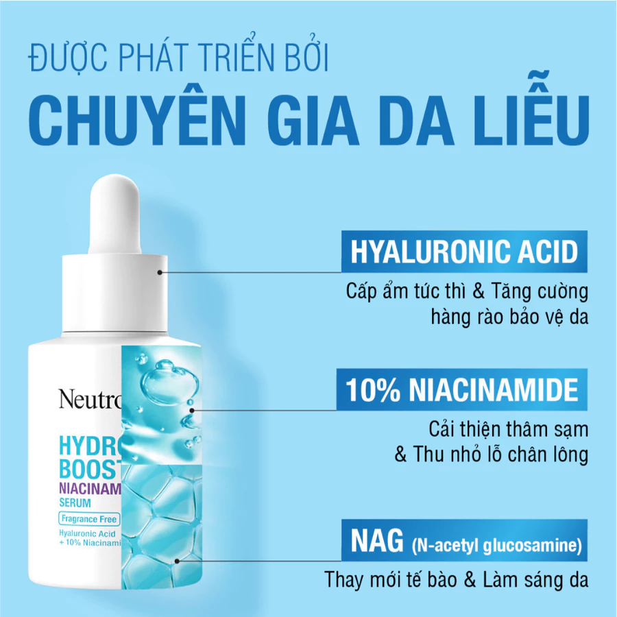 Serum sáng da & thu nhỏ lỗ chân lông Neutrogena® Hydroboost Niacinamide Serum (30ml)