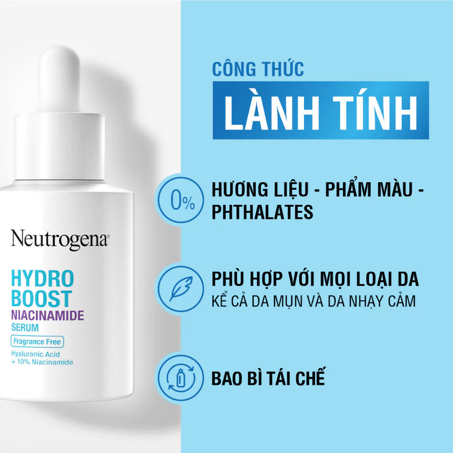 Serum sáng da & thu nhỏ lỗ chân lông Neutrogena® Hydroboost Niacinamide Serum (30ml)