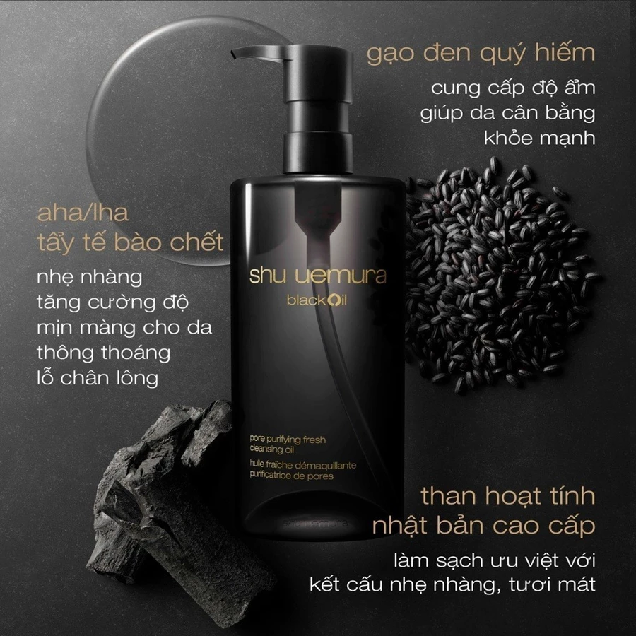 dầu làm sạch và tẩy trang shu uemura blackOil cleansing oil 150ml làm sạch sâu lỗ chân lông tẩy tế bào chết nhẹ nhàng