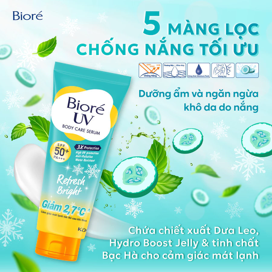 Biore UV Serum Chống Nắng Dưỡng Thể Kháng Bụi Sáng Mịn Mát Lạnh 230ml