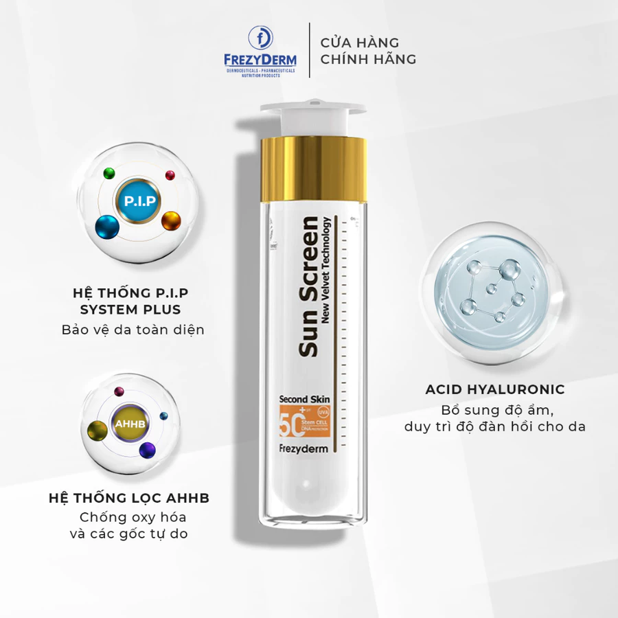 Gel chống nắng kiềm dầu thông minh Frezyderm Sun Screen Velvet Face SPF 50+ 50ml