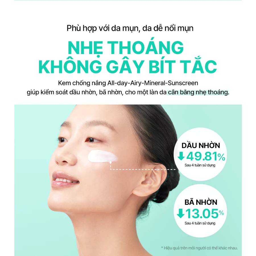 Kem chống nắng Dear, Klairs All-day Airy Mineral Sunscreen SPF50+ PA++++ 35g