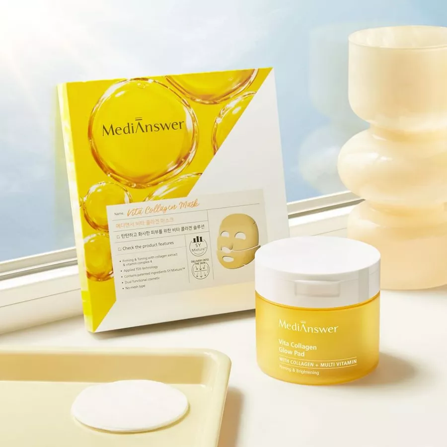 Bông Toner pad Medianswer Vita Collagen Glow Pad 80 miếng 140ml + thêm 10 miếng toner pad