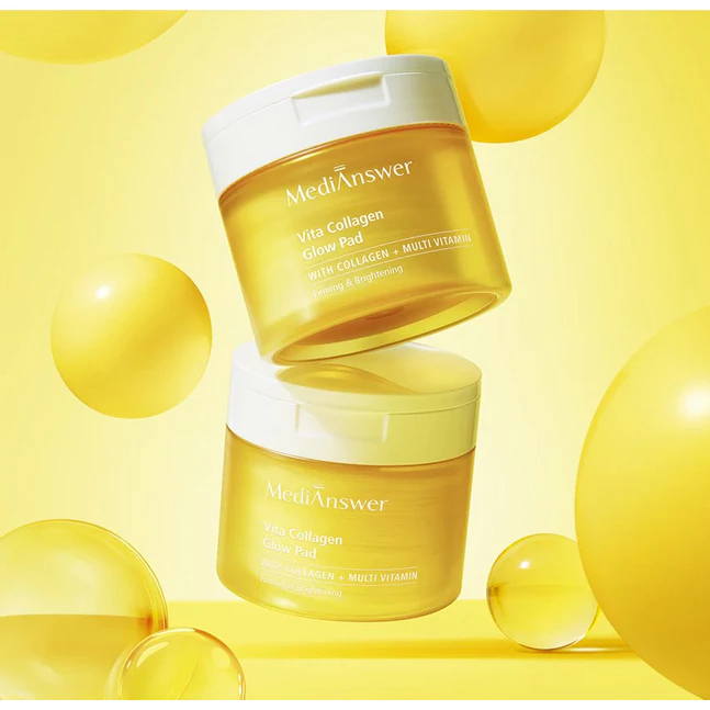 Bông Toner pad Medianswer Vita Collagen Glow Pad 80 miếng 140ml + thêm 10 miếng toner pad