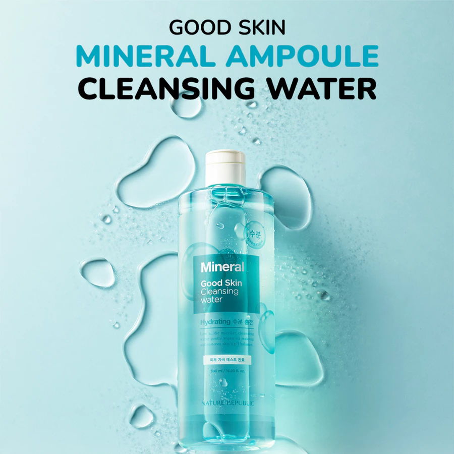 Nước tẩy trang cho da khô Nature Republic làm sạch sâu bụi bẩn và makeup Good Skin Mineral Ampoule 500ml