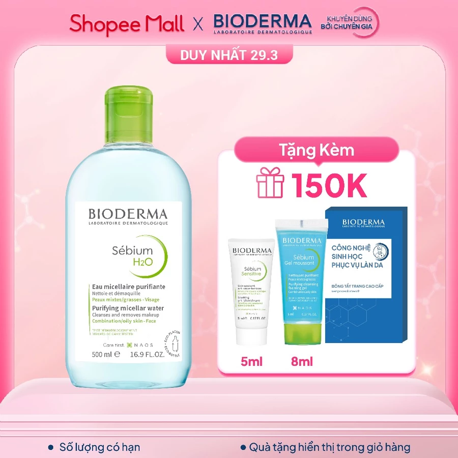 Dung dịch làm sạch và tẩy trang công nghệ Micellar Bioderma Sebium H2O - 500ml