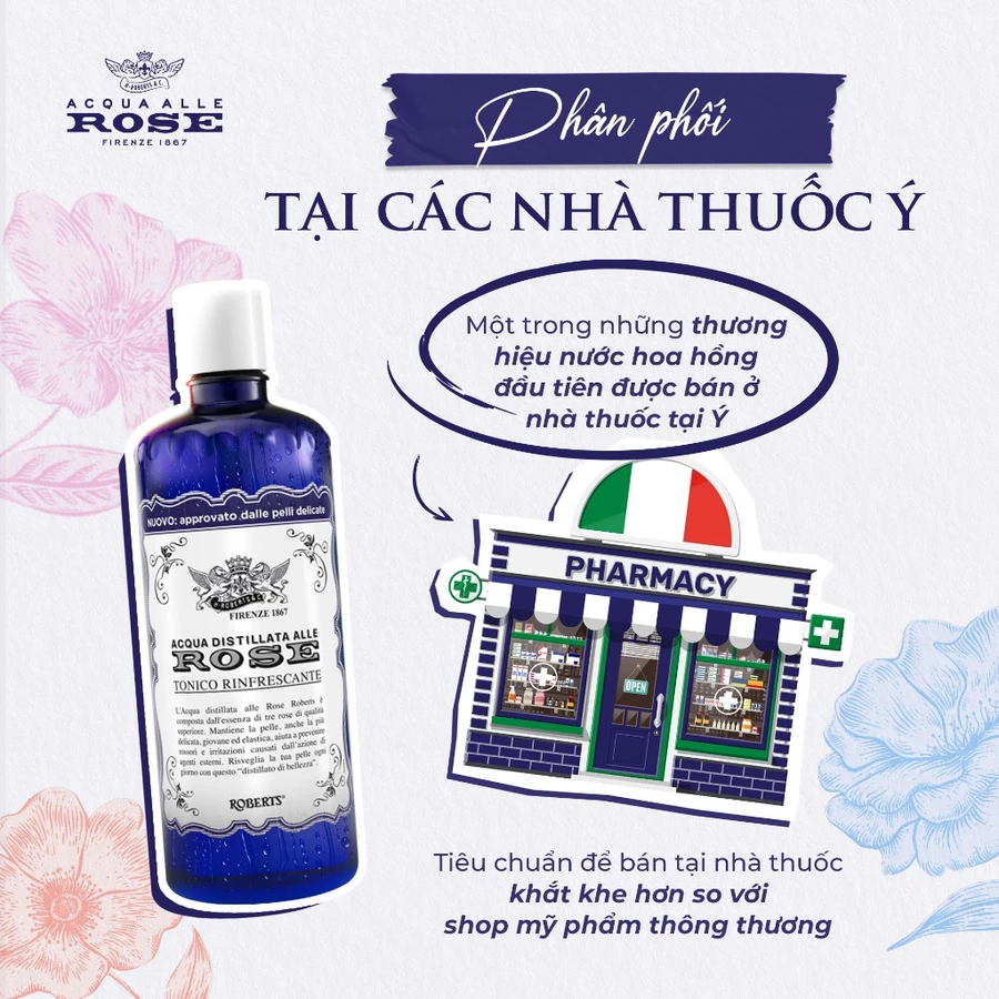 Nước hoa hồng Toner Acqua Alle Rose bổ sung độ ẩm, làm sạch da, mờ vết thâm 300ml