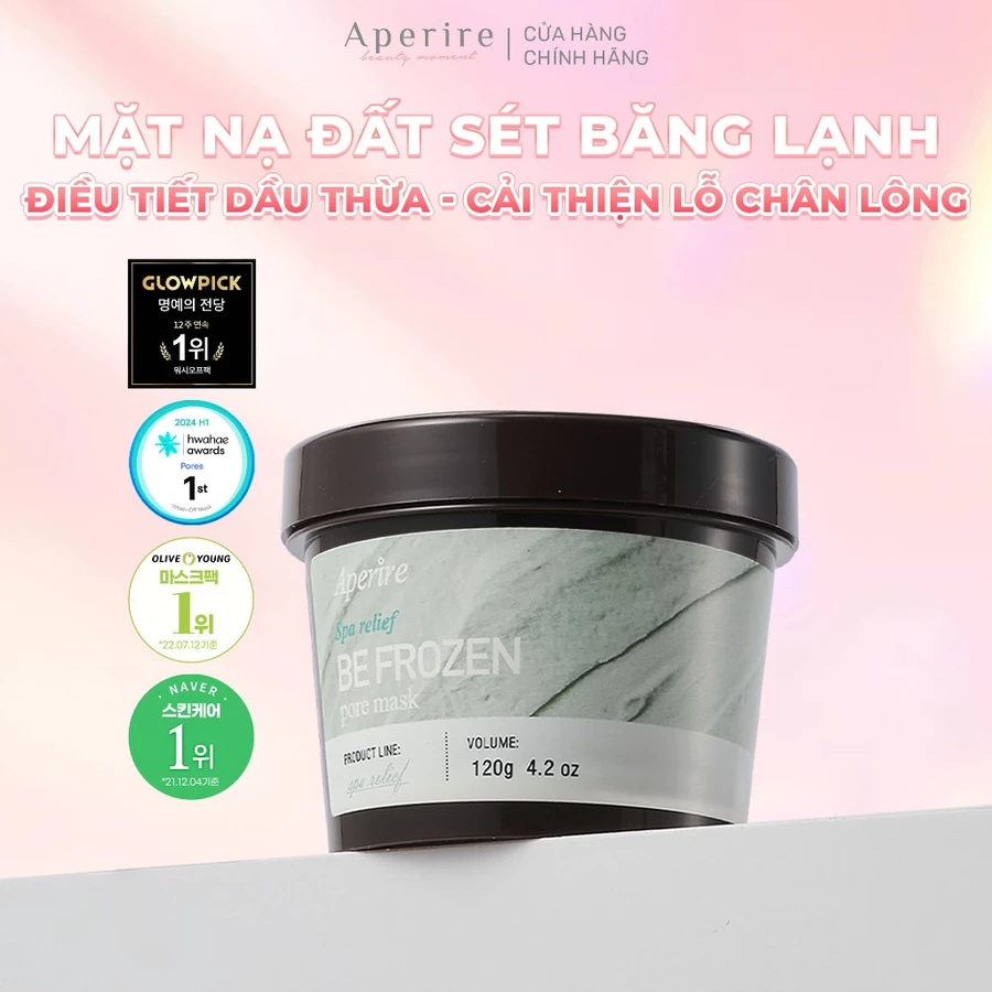 Mặt Nạ Đất Sét Băng Lạnh Nhỏ Lỗ Chân Lông Giảm Dầu Thừa Aperire Be Frozen Pore Mask 120g (XANH)