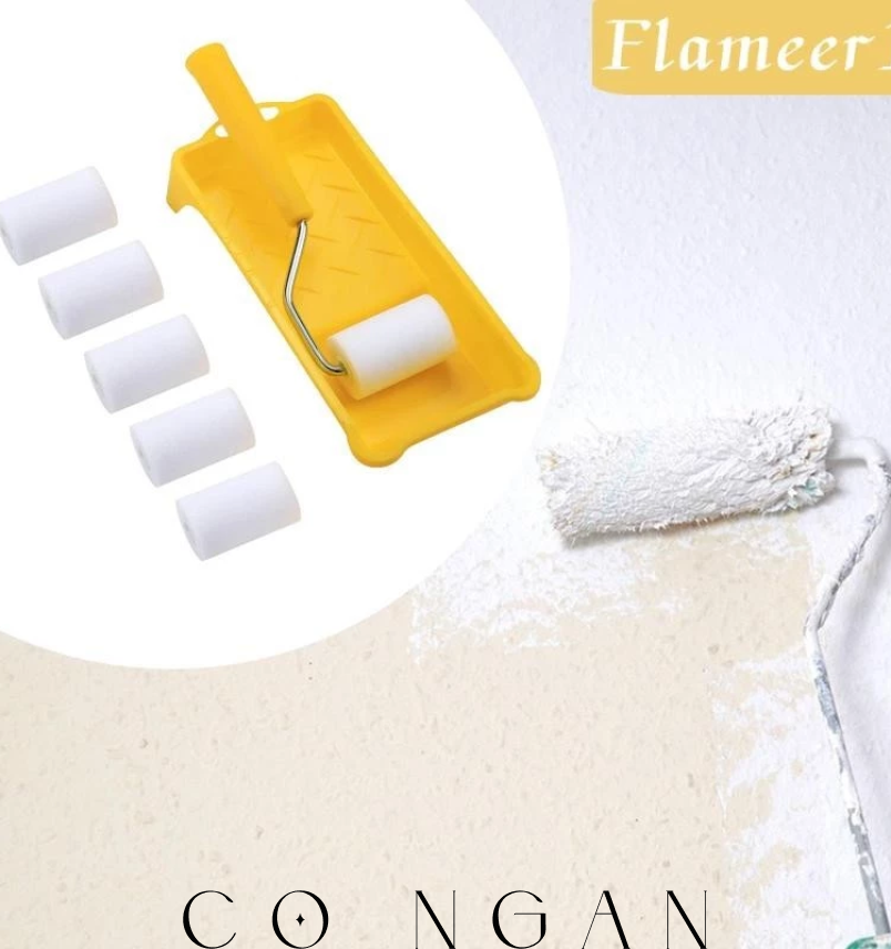 Con lăn sơn Mini Vỏ len có khay Bộ con lăn sơn nhỏ có thể tháo rời cho các dự án Stencil DIY chi tiết