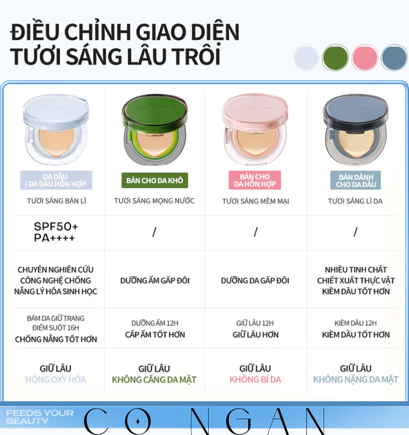 cushion Mistine Kem nền Cầu vồng Xiêm La Phấn mịn mềm mại 13g*2/13g