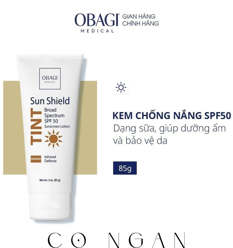 [HSD 02/2026] Kem Chống Nắng Phổ Rộng Dạng Kem Lót Obagi Sun Shield Tint Broad Spectrum SPF50 Warm 85g