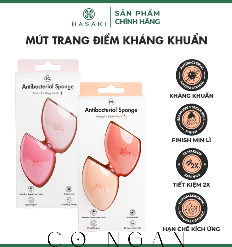 Bộ 2 Mút Trang Điểm Mastige Kháng Khuẩn Nhiều Màu Antibacterial Sponge Hasaki Sản Phẩm Chính Hãng