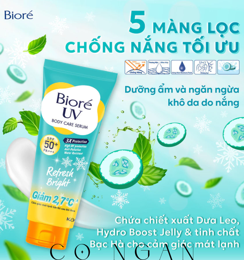 Biore UV Serum Chống Nắng Dưỡng Thể Kháng Bụi Sáng Mịn Mát Lạnh 230ml