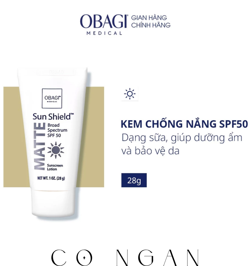  Kem Chống Nắng Phổ Rộng Obagi Sun Shield Matte Broad Spectrum SPF50 28g